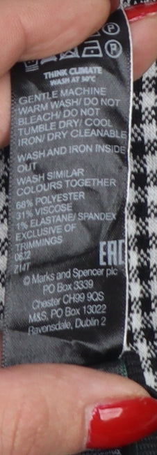 Marks & Spencer Women Black Check Zip Pocket Leggings UK 12 Short