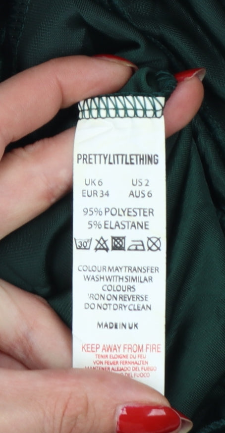 PRETTYLITTLETHING Women Green UK 6 One Shoulder Wide Leg Jumpsuit
