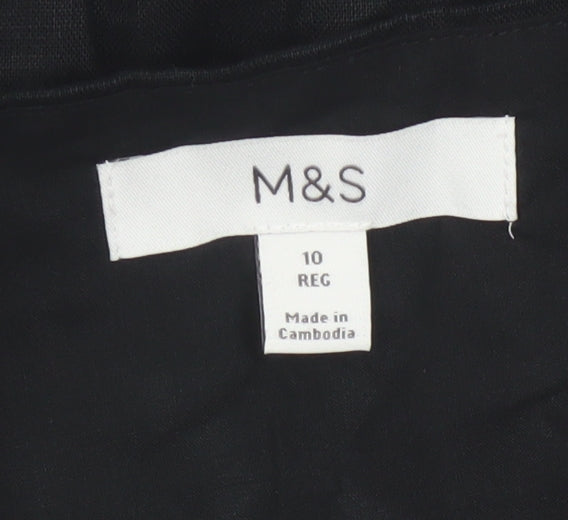 Marks & Spencer Women Black UK 10 Maxi Strappy Linen Blend Dress