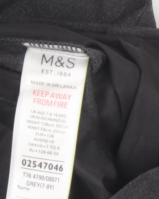 Marks & Spencer Boys Grey 7-8 Years Dress Pants Super Skinny School NWT
