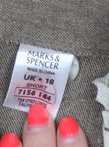Marks & Spencer Women's Brown UK 18 Short Tailored Straight Trousers