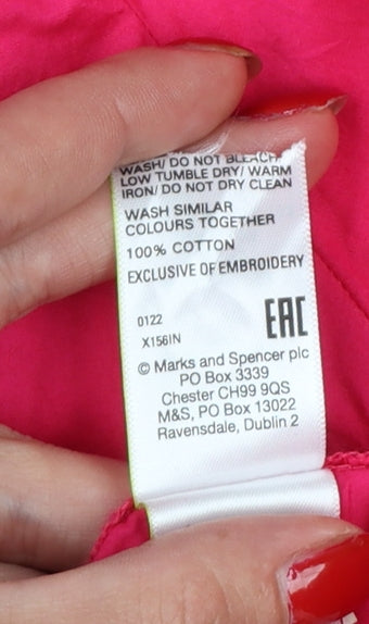 Marks & Spencer Women Pink UK 24 Embroidered Ruffle Button-Up Blouse