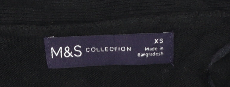 Marks & Spencer Women Black XS Open Knit Long Sleeve Cardigan