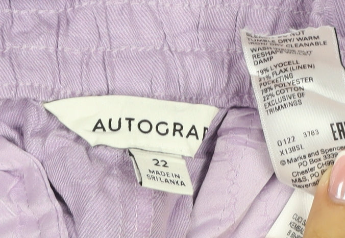 Brand and care label for Autograph Women Purple UK 22 Lyocell Linen Relaxed Jogger Trousers