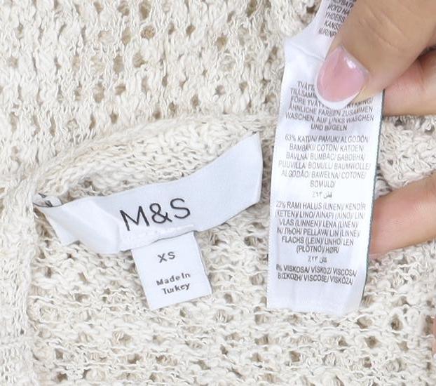 Marks & Spencer Women Ivory XS Knit Jumper Dress Knee Length Casual