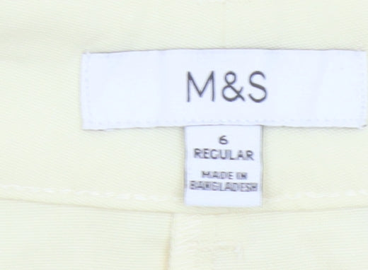 Marks & Spencer Women Yellow Size 6 Wide Leg Pleated Trousers