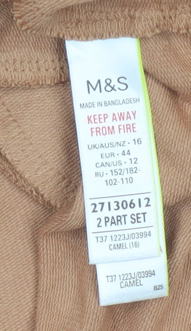 Marks & Spencer Women’s Brown Size 16 Hooded Jersey Lounge Set Jumper Trousers