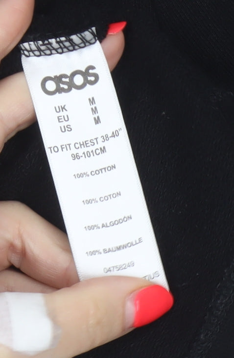 Brand and care label for ASOS Men’s Black M Full Zip Hoodie Khaki Utility Pockets Cotton