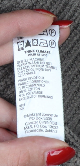 Marks & Spencer Women Grey M Chunky Knit High Neck Jumper