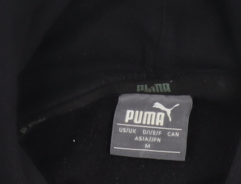 Additional view of Puma women’s black m pullover hoodie logo graphic pocket sweatshirt
