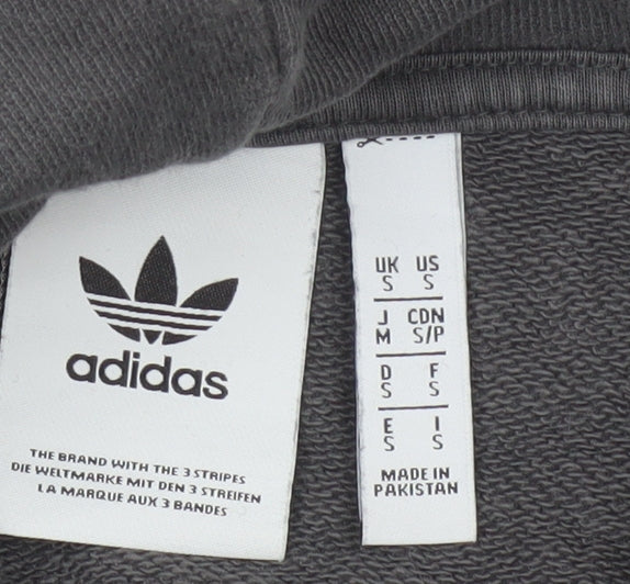 Additional view of Adidas Men’s Grey S Pullover Hoodie Trefoil Logo Cotton Kangaroo Pocket