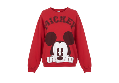 Disney Girls Red Mickey Mouse XL Sweatshirt Cotton Blend Pullover