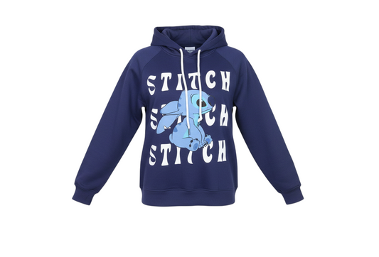 Disney Men's Blue Stitch Pullover Hoodie L Graphic Print