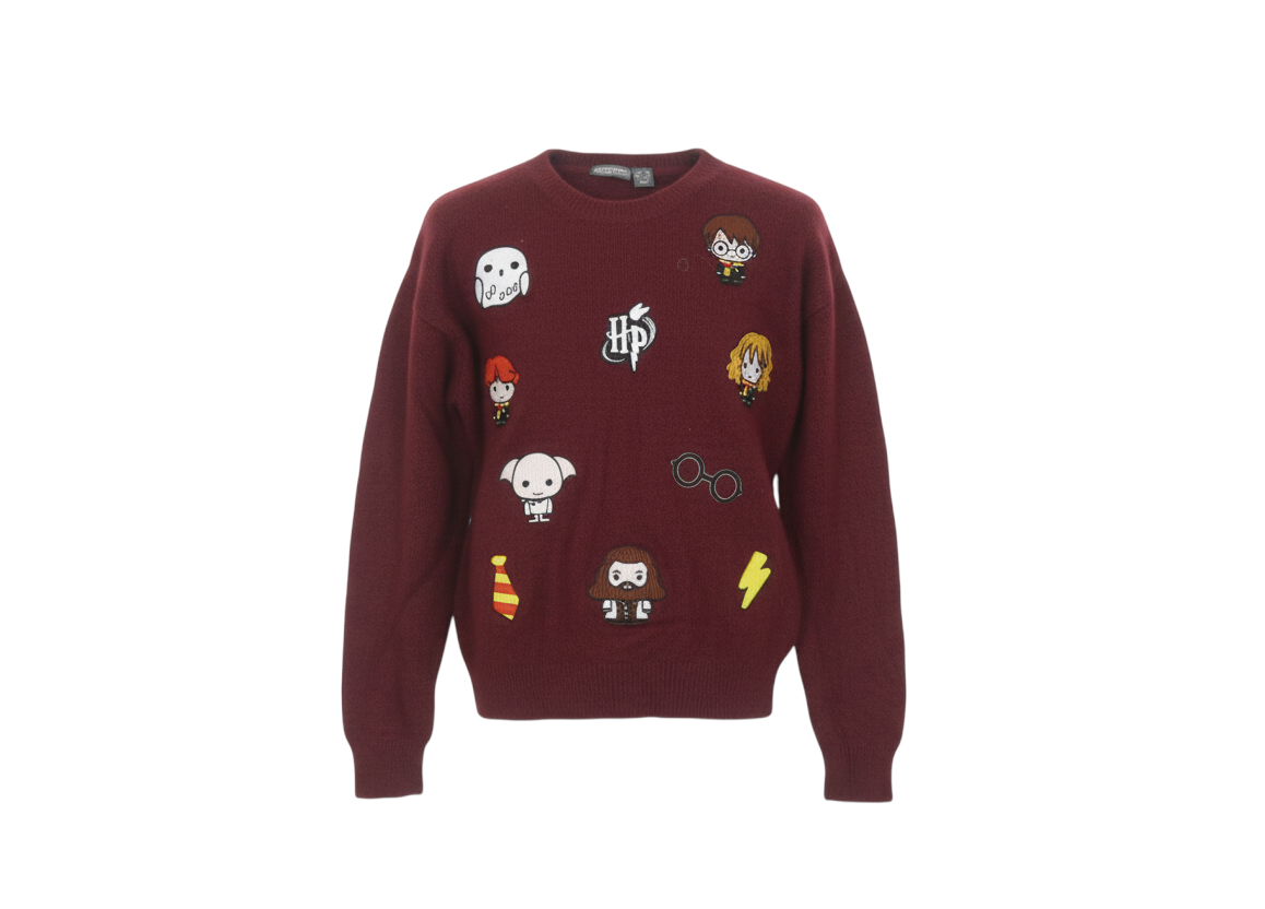 Harry Potter Women’s Red Crew Neck Pullover Jumper 2XS Knit Long Sleeve