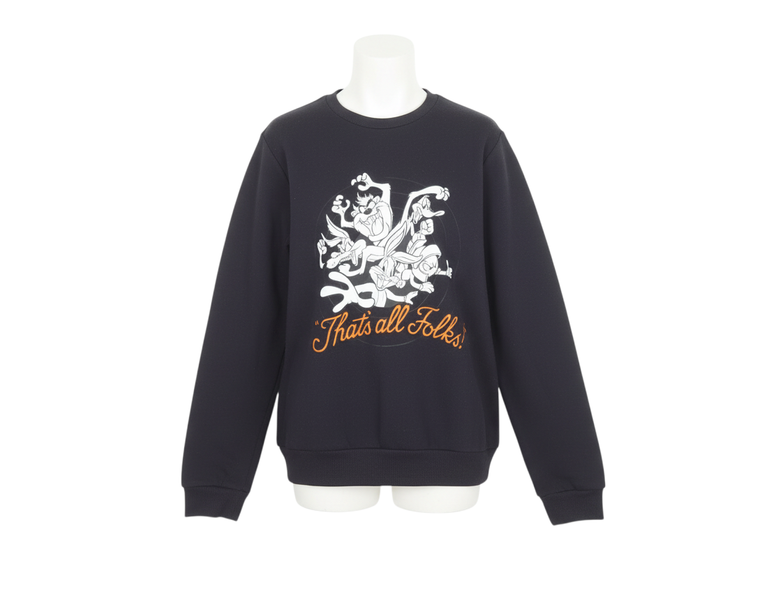 Looney Tunes Womens Black XS Pullover Sweatshirt Taz Graphic