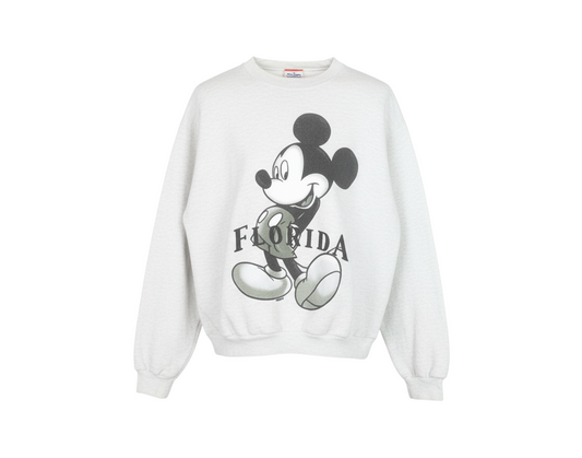 Disney Men Grey Mickey Mouse Florida Graphic Sweatshirt Medium