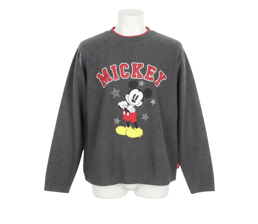Disney Men's Grey Mickey Mouse Fleece Sweatshirt L Crew Neck Pullover