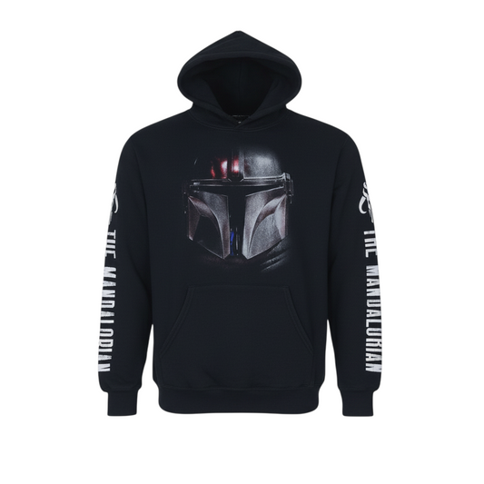 Nastrovia Mens Black The Mandalorian Pullover Hoodie Size S