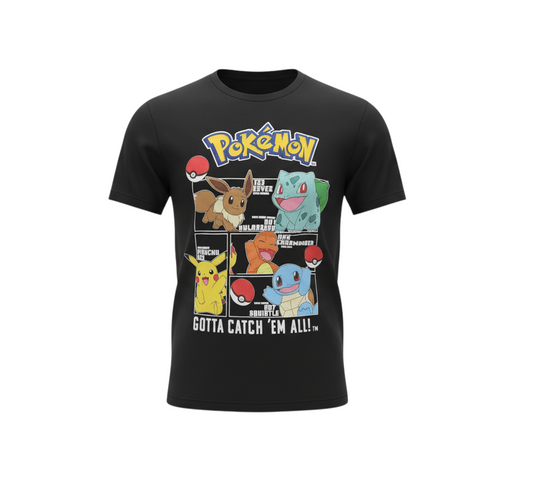 Tu Boys Black Pokémon Graphic T-Shirt 8 Years Short Sleeve Cotton