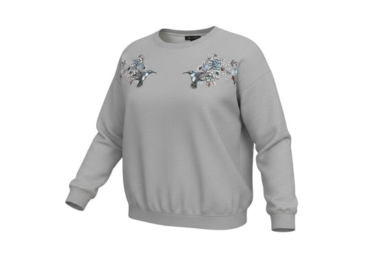 New Look Women's Grey Embroidered Bird Sweatshirt Size 14