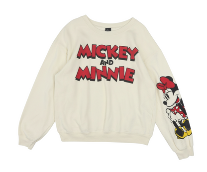 Disney Girls Beige Mickey and Minnie Sweatshirt L 11-13 Years Pullover
