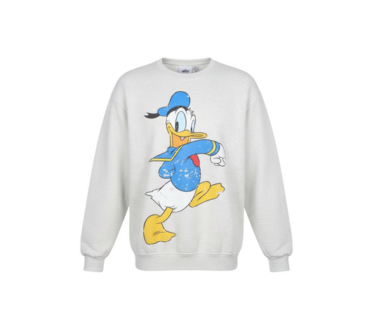 Disney Mens Grey Donald Duck Graphic Pullover Sweatshirt XS