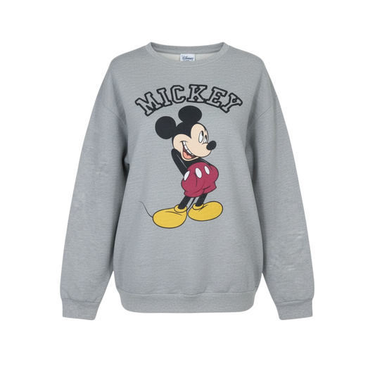 Disney Mens Grey Mickey Mouse Pullover Sweatshirt S