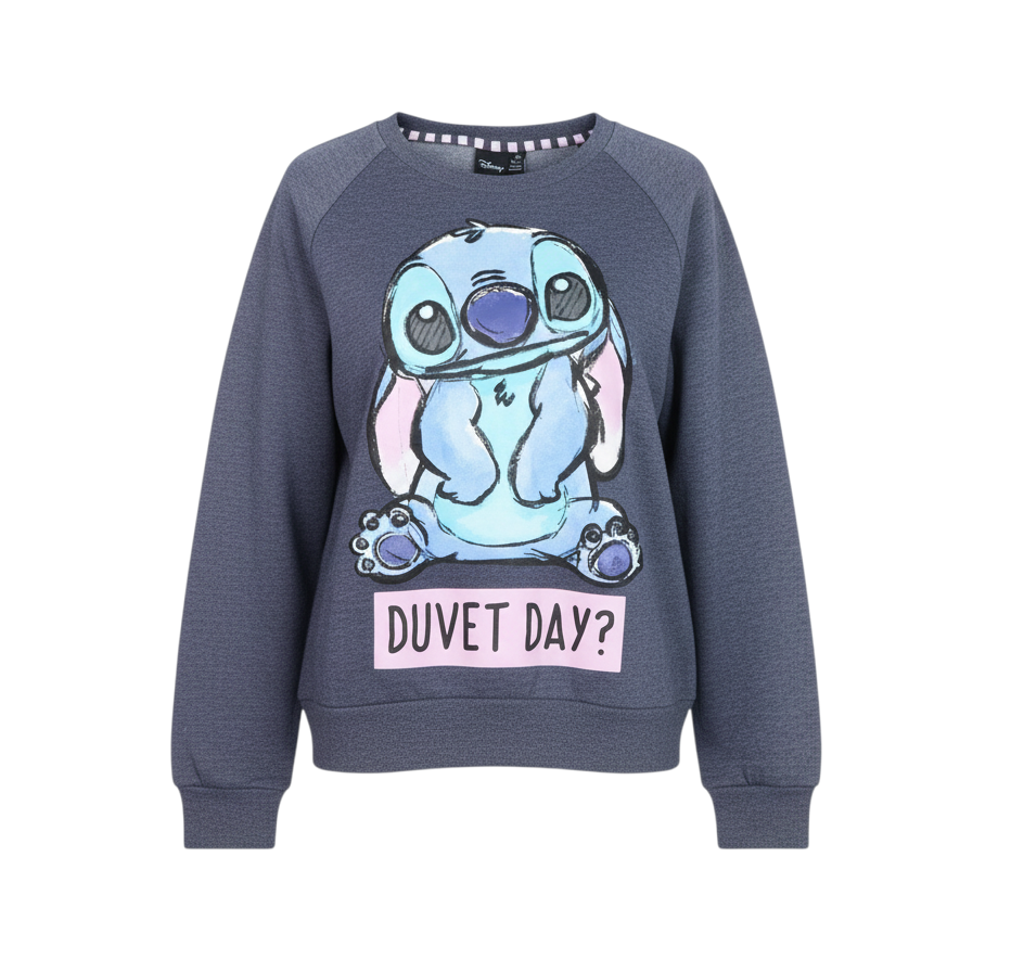 Disney Boys Blue Stitch Sweatshirt Medium Pullover Graphic Print