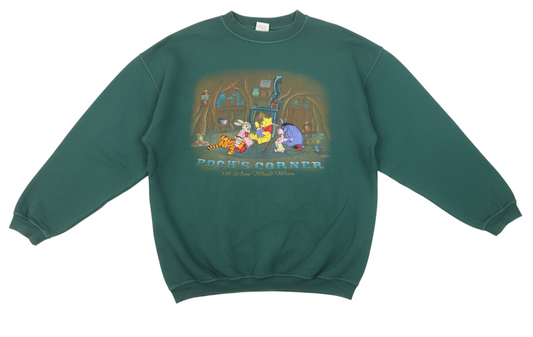 Disney Men's Green Winnie the Pooh Pullover Sweatshirt Size L Vintage