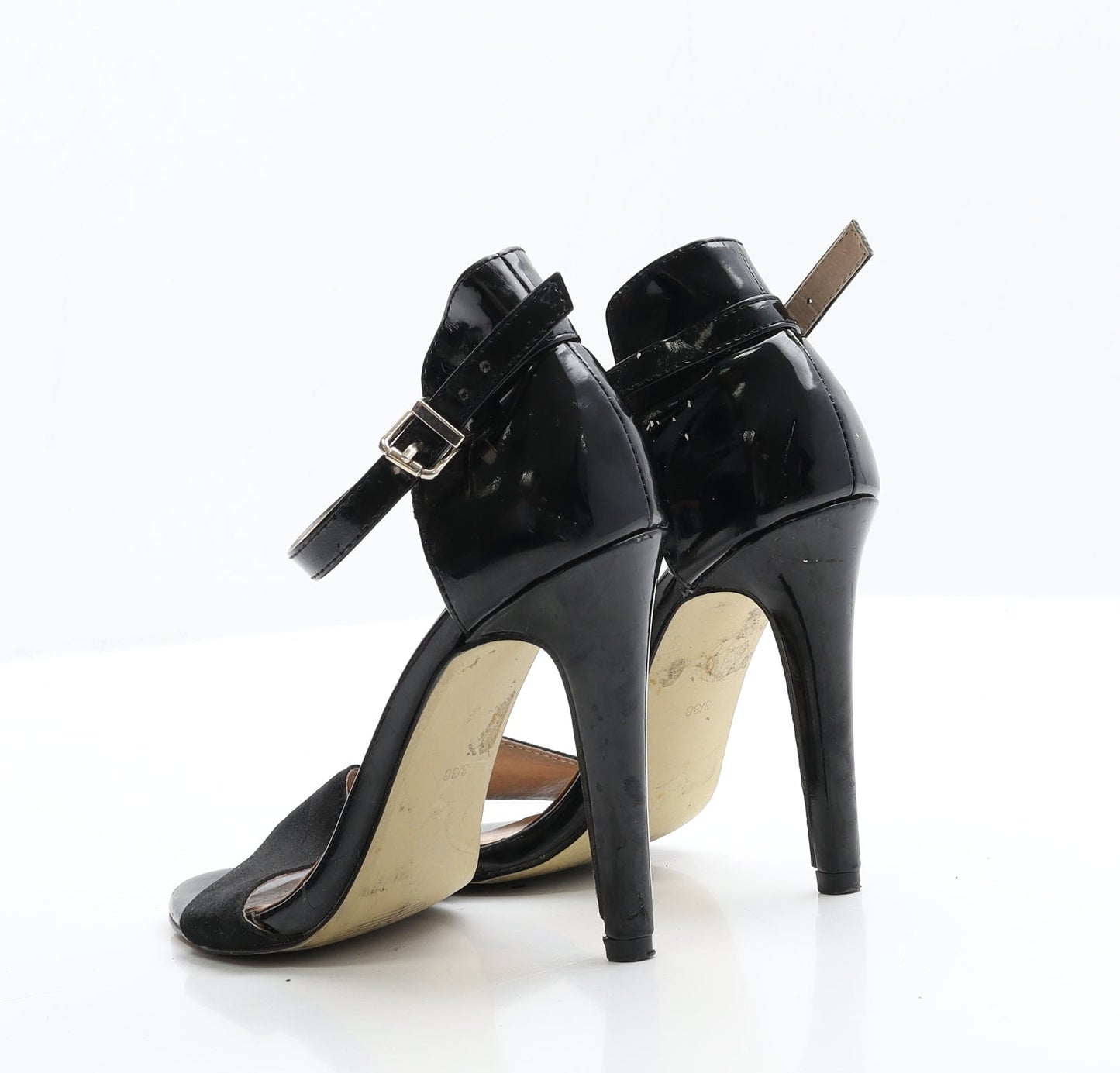 Atmosphere Womens Black  Patent Leather Strappy Heel 3 EUR 36