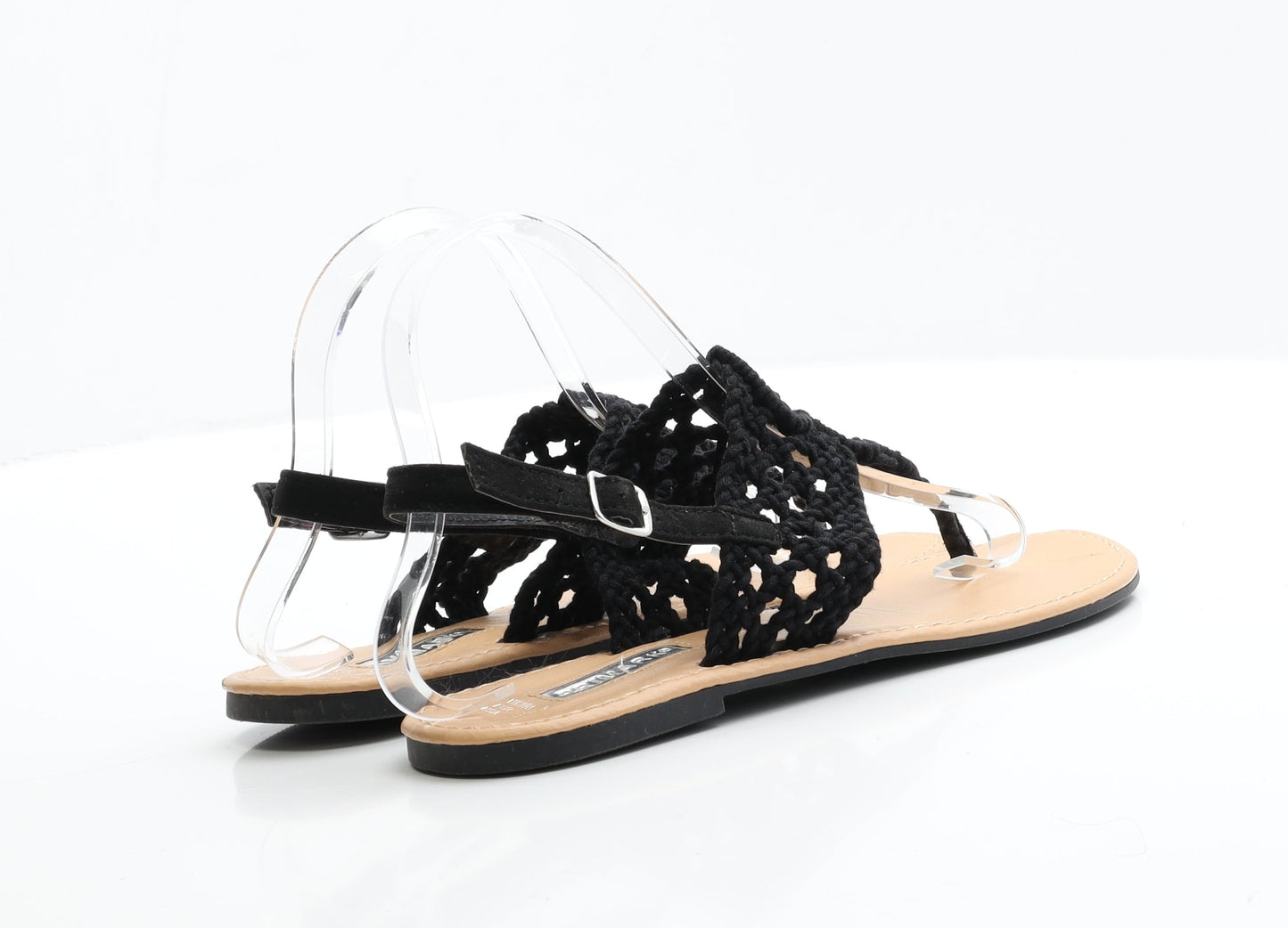 Primark Womens Black  Polyester Thong Flat 5 38