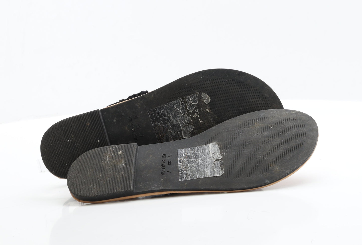 Primark Womens Black  Polyester Thong Flat 5 38