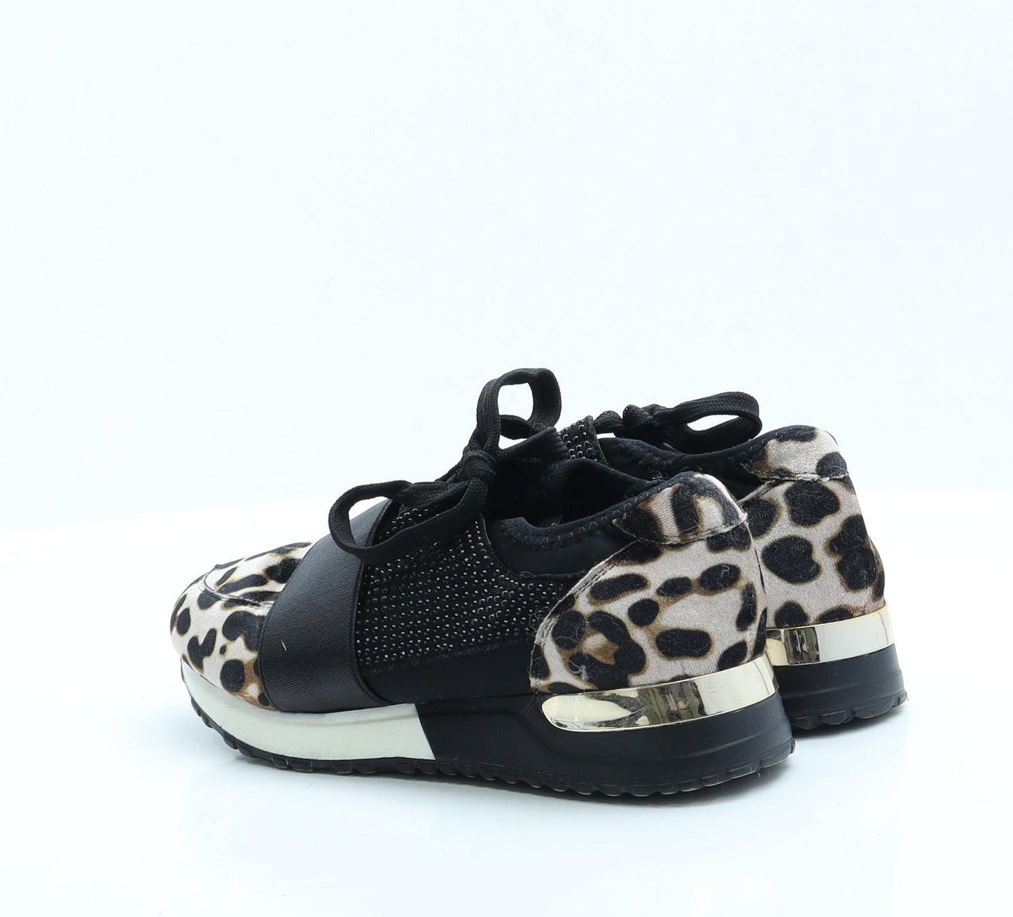 Preworn Womens Black Animal Print Polyester Trainer Casual 3.5 36