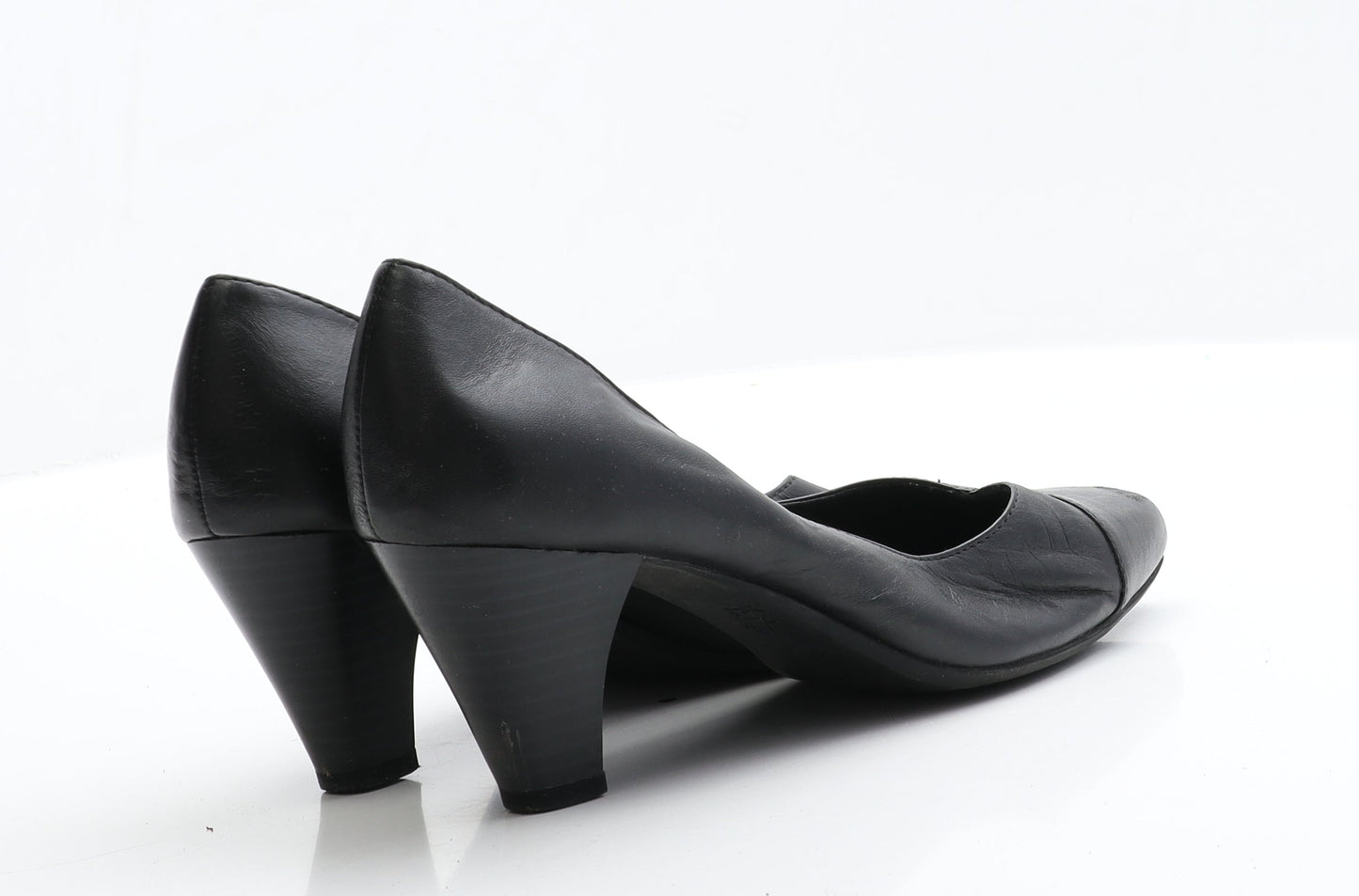 George Womens Black  Leather Court Heel 5 EUR 38