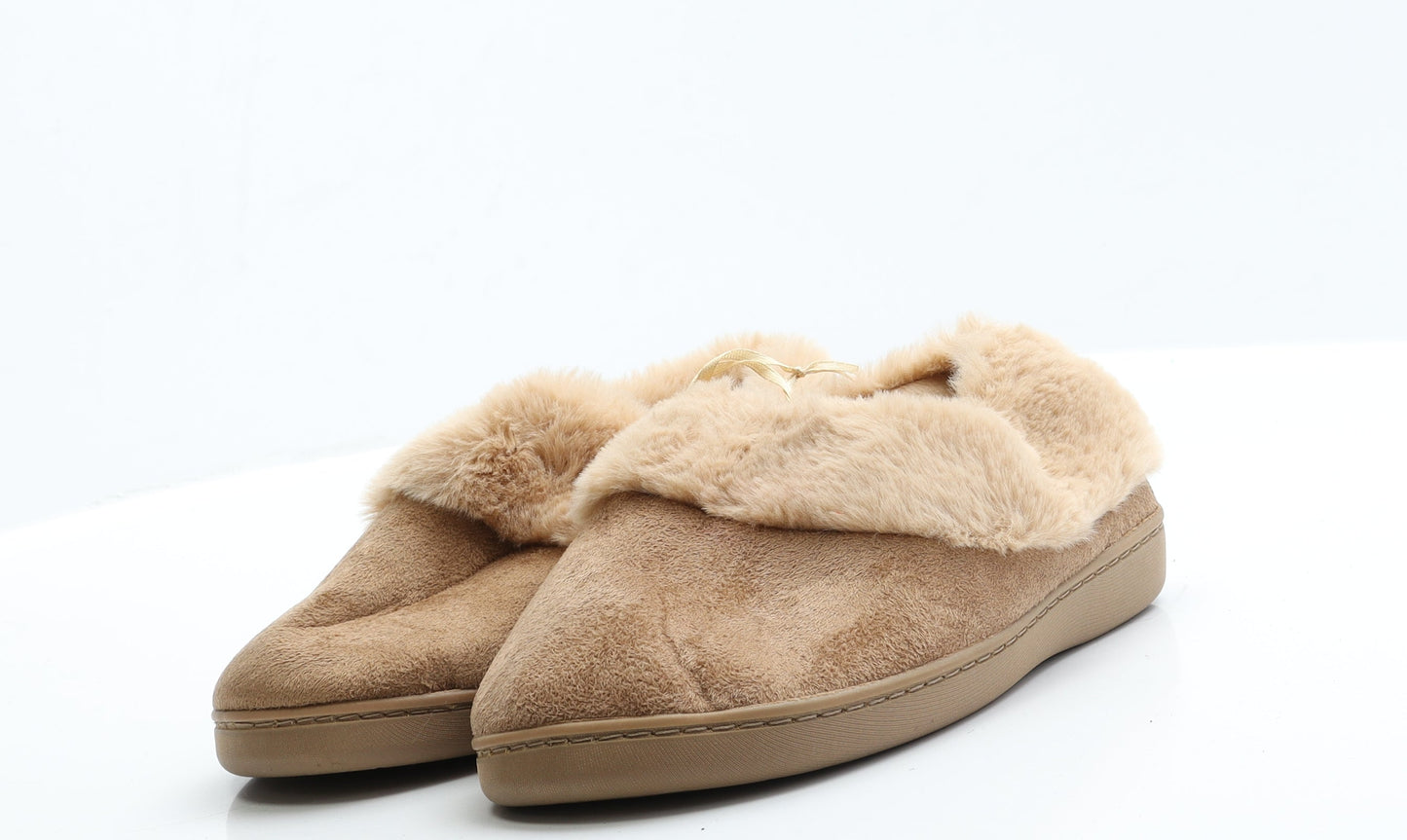 Primark Womens Brown  Faux Suede Slip On Slipper 3 36  - Size 3-4
