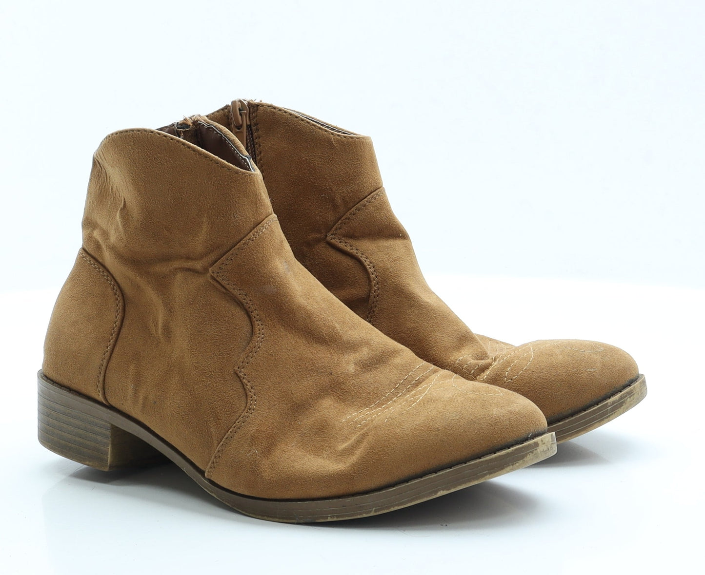 Primark Womens Brown  Faux Suede Cowboy Boot 5 EUR 38 US 7