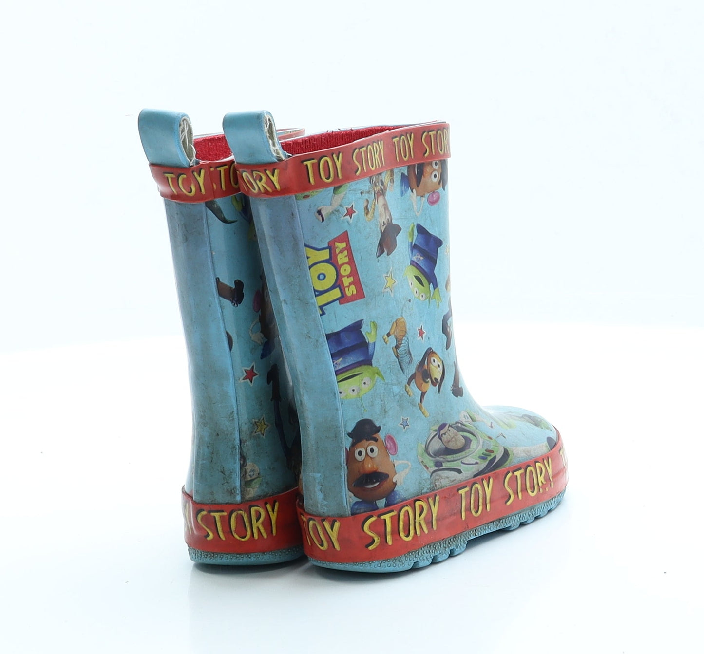 Preworn Boys Blue Geometric Rubber Wellies Boot 5