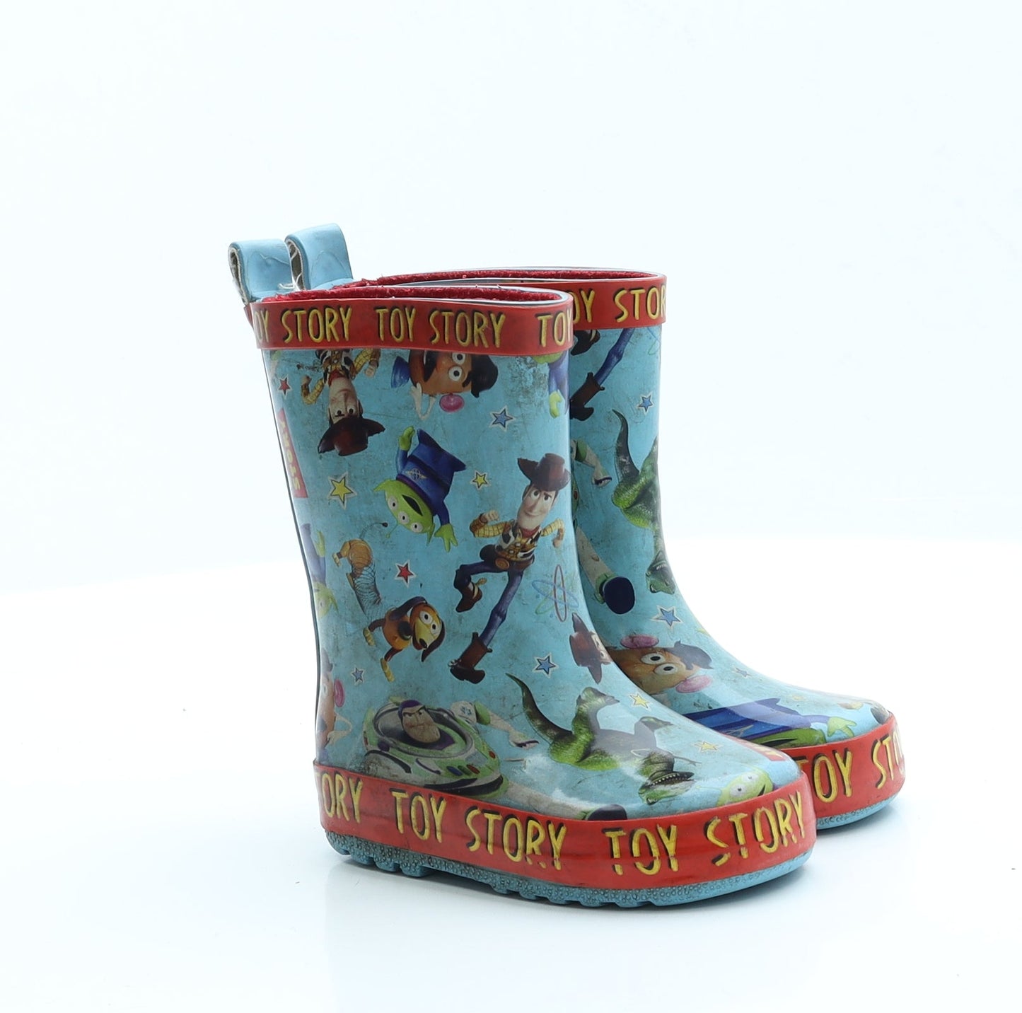 Preworn Boys Blue Geometric Rubber Wellies Boot 5