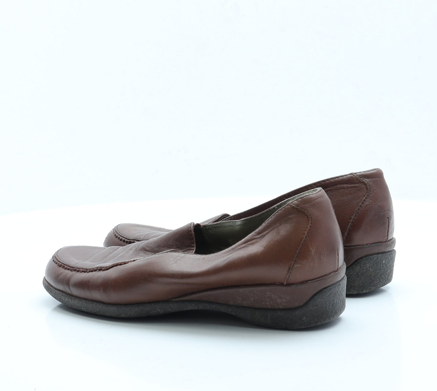 Preworn Womens Brown  Faux Leather Loafer Flat 7 40