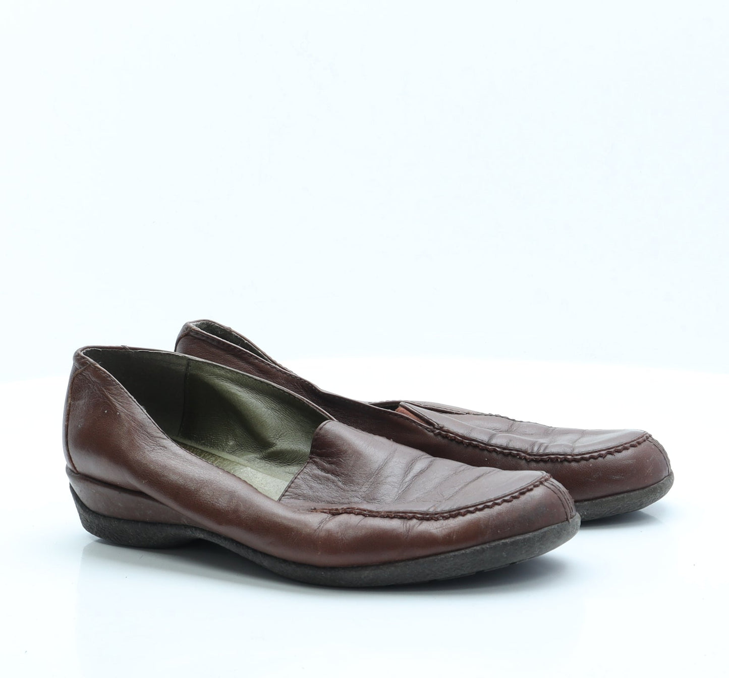 Preworn Womens Brown  Faux Leather Loafer Flat 7 40