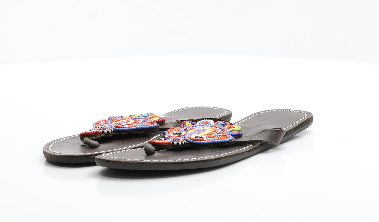Preworn Womens Multicoloured  Faux Leather Thong Flat UK 5 38