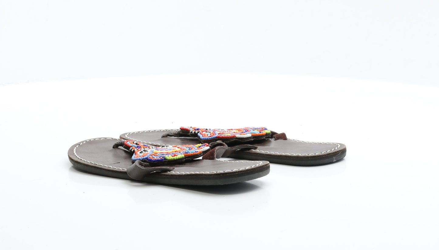Preworn Womens Multicoloured  Faux Leather Thong Flat UK 5 38