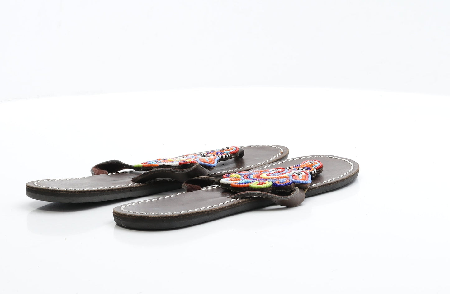 Preworn Womens Multicoloured  Faux Leather Thong Flat UK 5 38