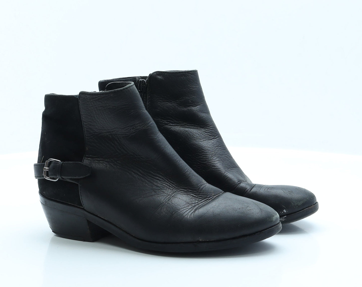 Preworn Womens Black  Faux Leather Chelsea Boot 4 EUR 37