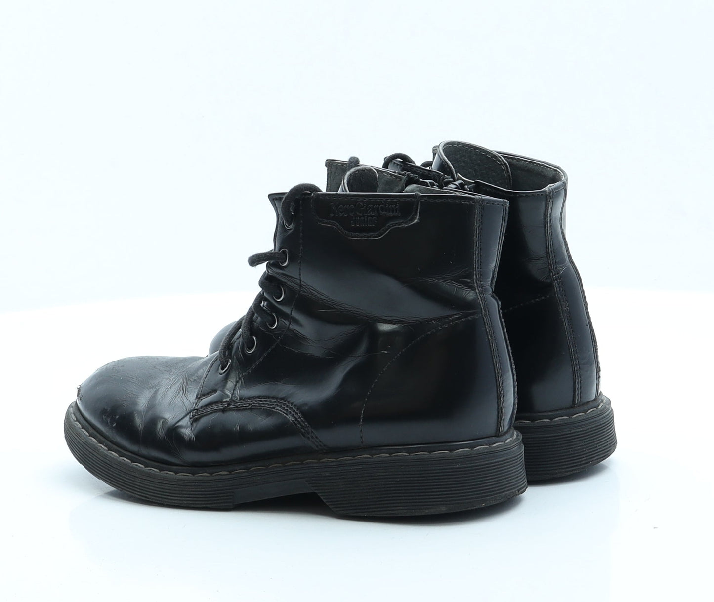 NeroGiardini Boys Black  Faux Leather Combat Boot 3