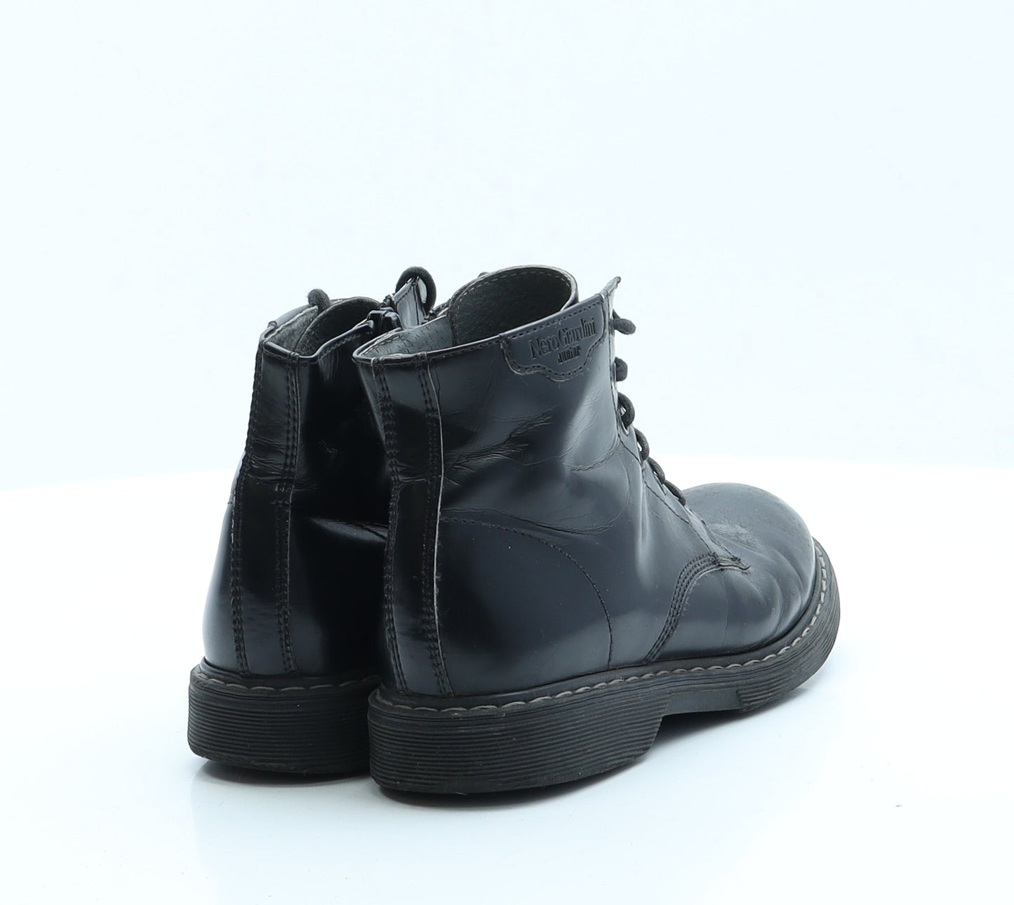 NeroGiardini Boys Black  Faux Leather Combat Boot 3