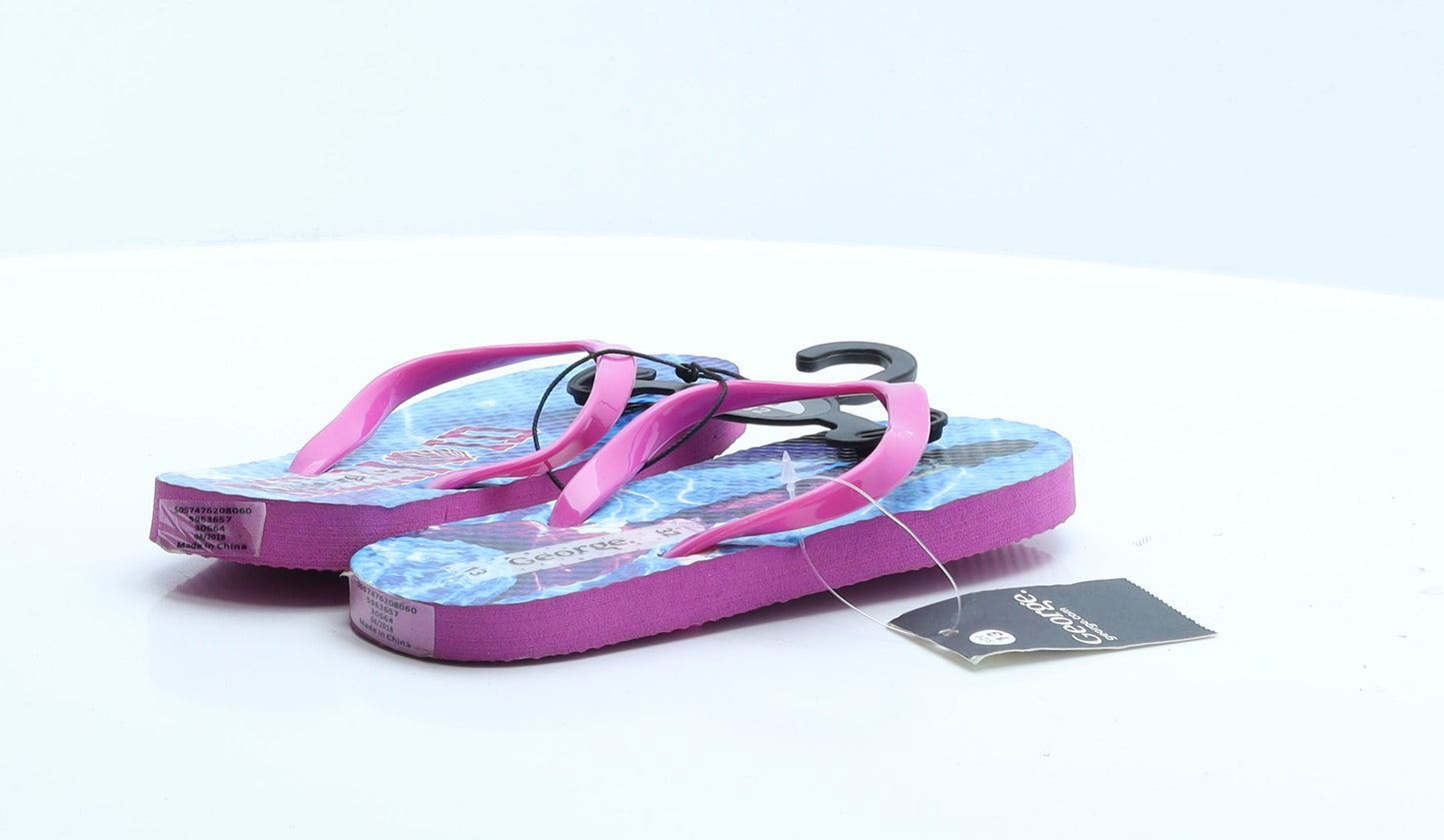 George Girls Pink Geometric Rubber Flip-Flop Flat 13   - Mermaid