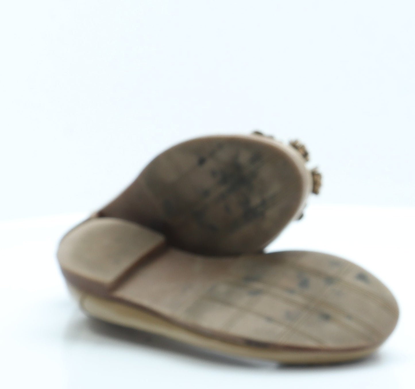 F&F Womens Beige  Vinyl Slip On Flat UK 5 38