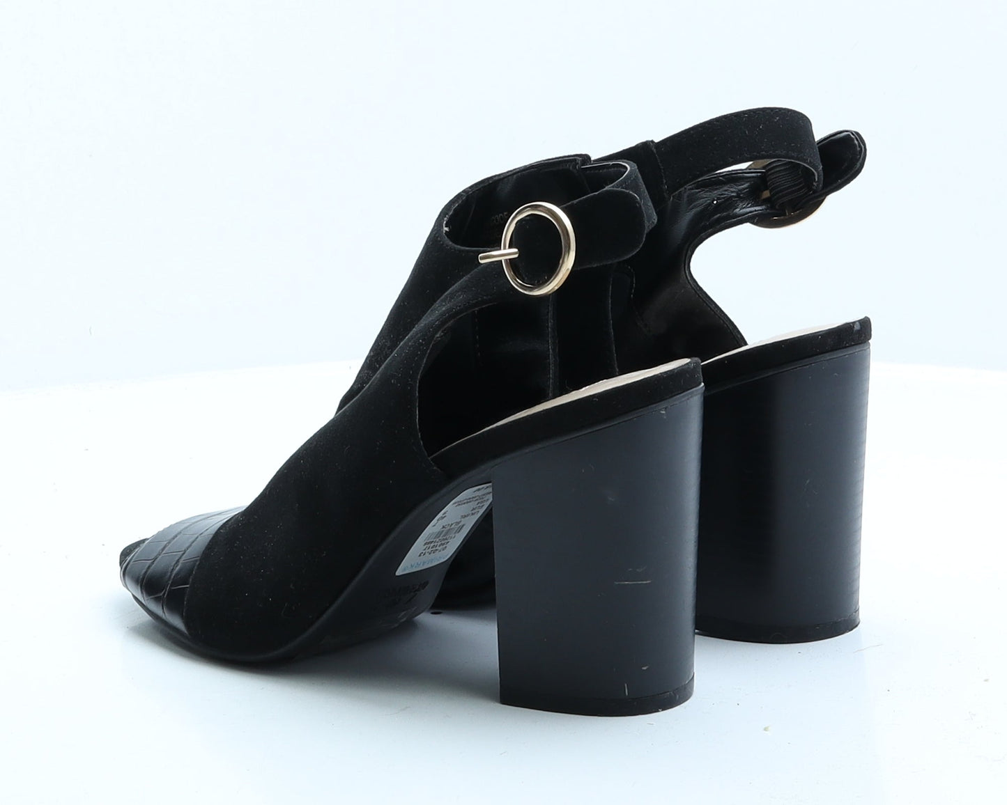 Primark Womens Black Faux Suede Slingback Heel UK 7 EUR 40