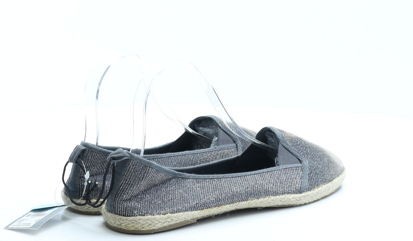 Primark Womens Silver Polyester Loafer Flat UK 6 EUR 39